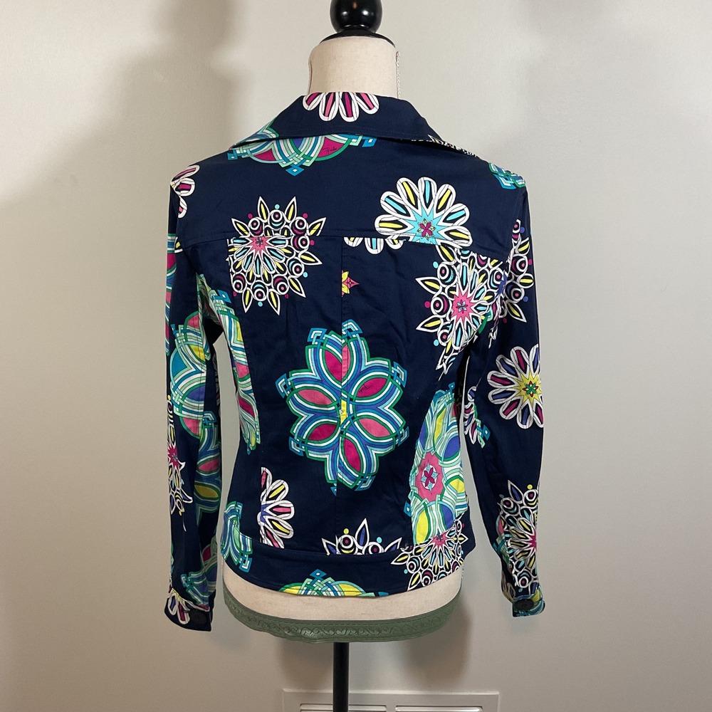 Emilio Pucci Saks Jandel Vintage Navy Psychedelic Floral Jacket Italy Size 12/46 - Picture 7 of 15